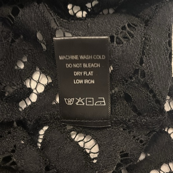 Haute Monde Black crochet Lace Overlay peplum Top SZ Large whimsigoth night out - Picture 6 of 11